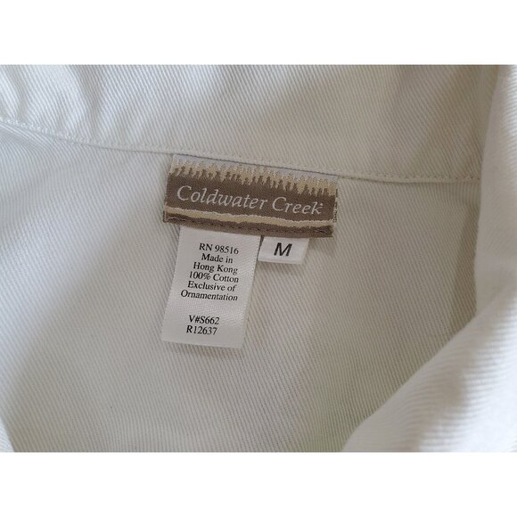 COLDWATER CREEK WHITE WOMEN'S  DENIM JACKET/BLAZER FLORAL DESIGN  SIZE M #219 - Picture 7 of 9